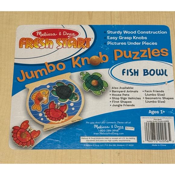 Melissa & Doug Fresh Start Fish Bowl Jumbo Knob Wooden Puzzle 1+ - Picture 4 of 5